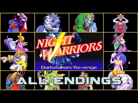 Night Warriors - Darkstalkers' Revenge - All Endings - Arcade