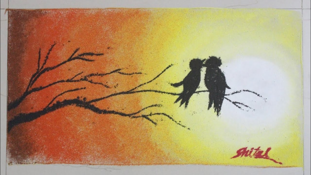 How to make scenery poster rangoli designs by Shital