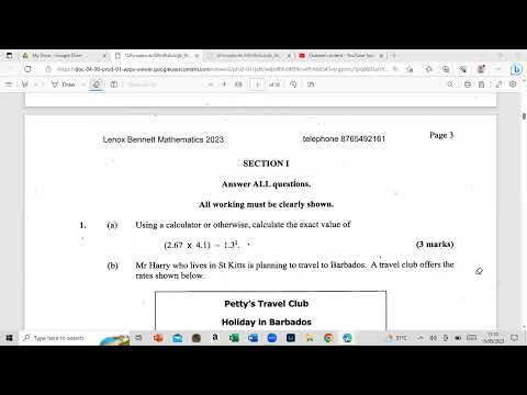 MATHS CXC PAST PAPER  2 SOLUTION