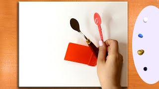 Spoon Painting Technique / Easy Acrylic Painting / Painting Cherry Blossoms