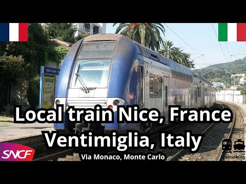 Regional TER train from Nice in France to Ventimiglia in Italy via Monaco Monte Carlo | Cote d'Azur