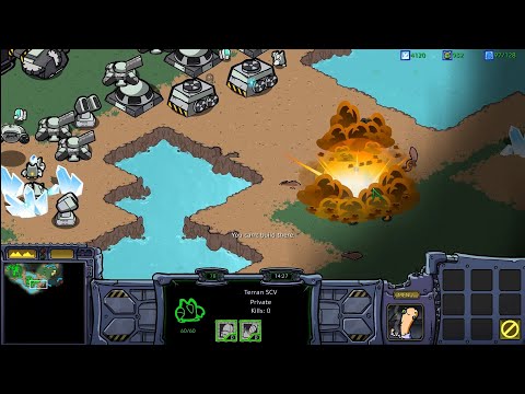 1 vs 7 Starcraft: Cartooned (Terran) | Nuke attacks