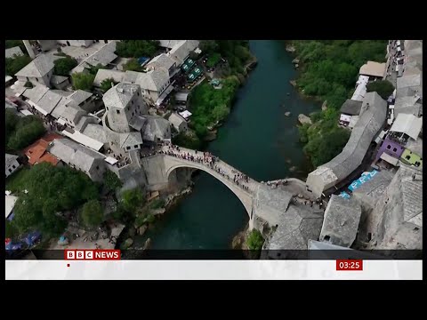 Red Bull cliff diving competition in Mostar (Bosnia and Herzegovina)