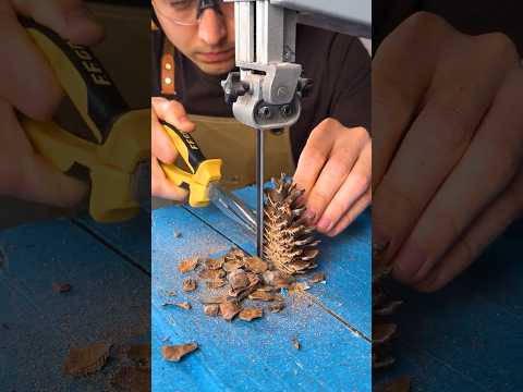 DIY Nightstand Made from Pine Cones, Wood and Epoxy Resin