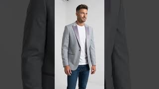 Men’s Zegarie Light Grey Tuxedo Jacket Separate with Satin Peak Lapel, Prom Wedding Dinner Jacket video