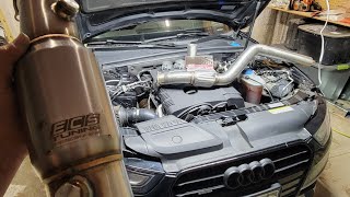 High Flow Catalytic and downpipe install B8/B8.5 Audi A4 plus crackle tune and Review