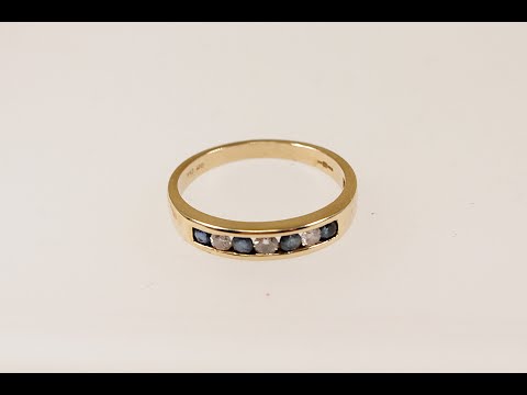 9ct Gold Sapphire & Diamond Band Ring   3790