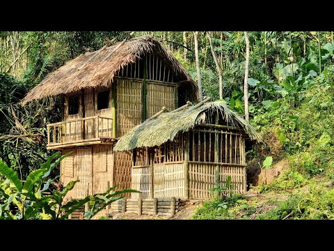 Complete Bamboo House, Make Kitchen House 2022 | bushcraft shelter & survival