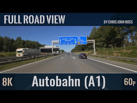 Autobahn (A1), Germany: RP Sunderblick - Buchholzer Dreieck - Rade - Heidenau - Sittensen - 8K (60p)