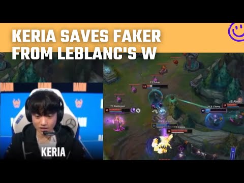 Keria prevents Faker from getting hit by Leblanc's W | T1 at Worlds