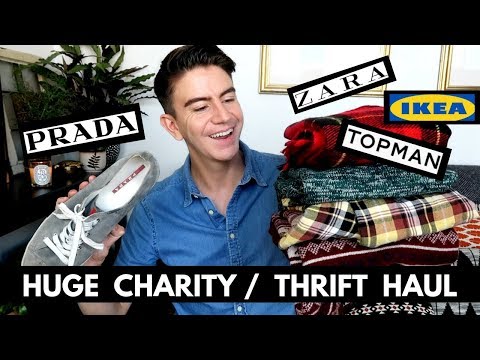 Huge Charity Shop Thrift Store Haul & Cleaning my £4 Prada Trainers | Ad