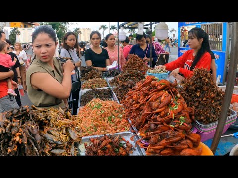 Amazing Cambodian Street Food - Delicious Exotic Foods, Crickets, Spider, Bird, Meatballs & More