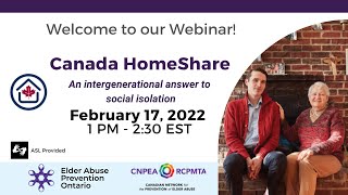 Canadian HomeShare Program: An Intergenerational Answer to Social Isolation