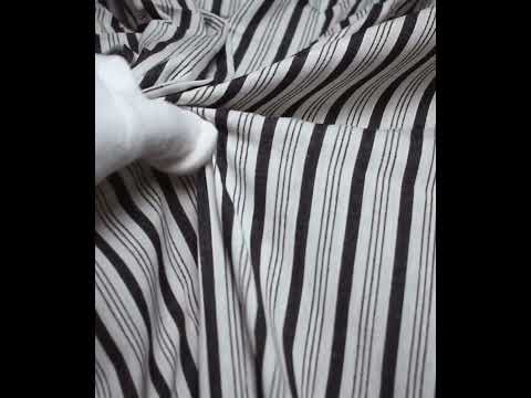 Stripe Black & White Pure Cotton 85 GSM Handwoven Fabric H — video
