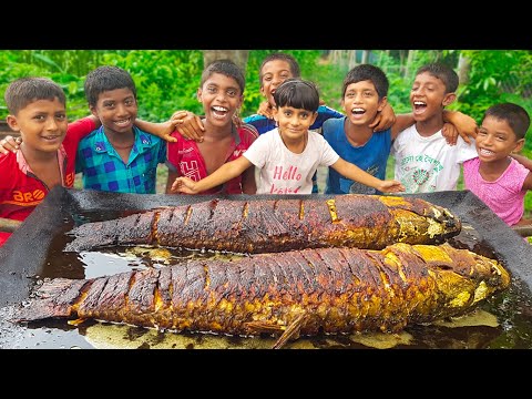 Nostalgic Cooking of Village Boys - Two Big Black Carp Fish Fry - Picnic Food - Choruivati