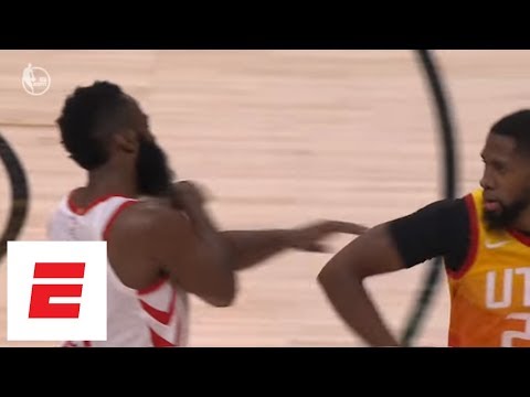 James Harden shoves Royce O'Neale in third quarter of Rockets vs. Jazz | ESPN