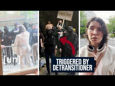 Detransitioneerder confronteert betogers bij Riley Gaines-evenement