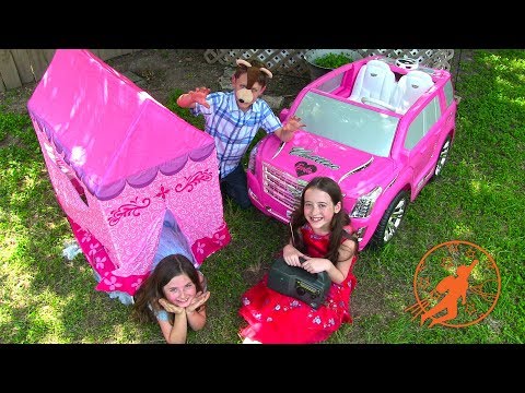 New Sky Kids Super Episode - The Pink Princess Car, Camping Lessons & Pretend Play with Toy Food