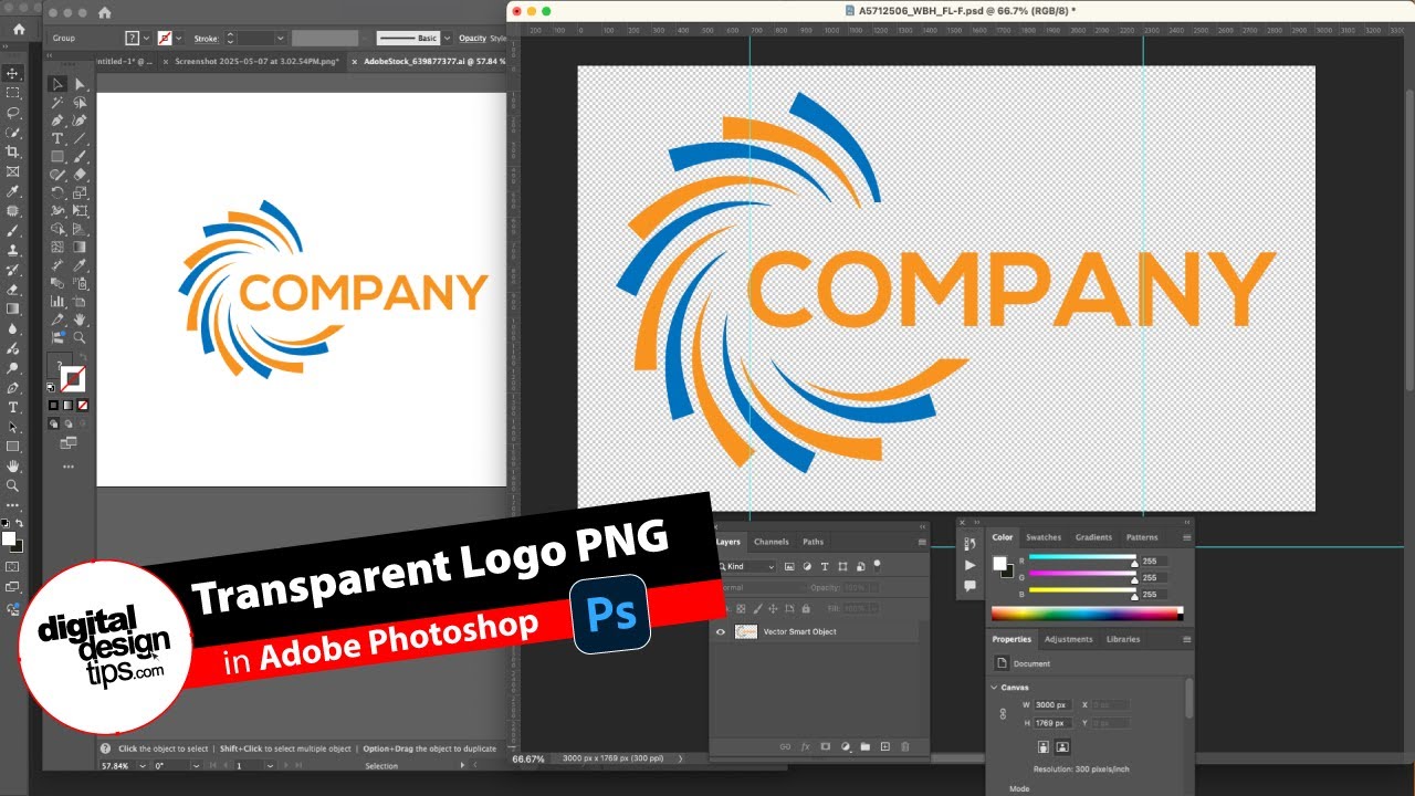 How to Export a Transparent Logo PNG in Photoshop (Vector + Non-Vector Methods)