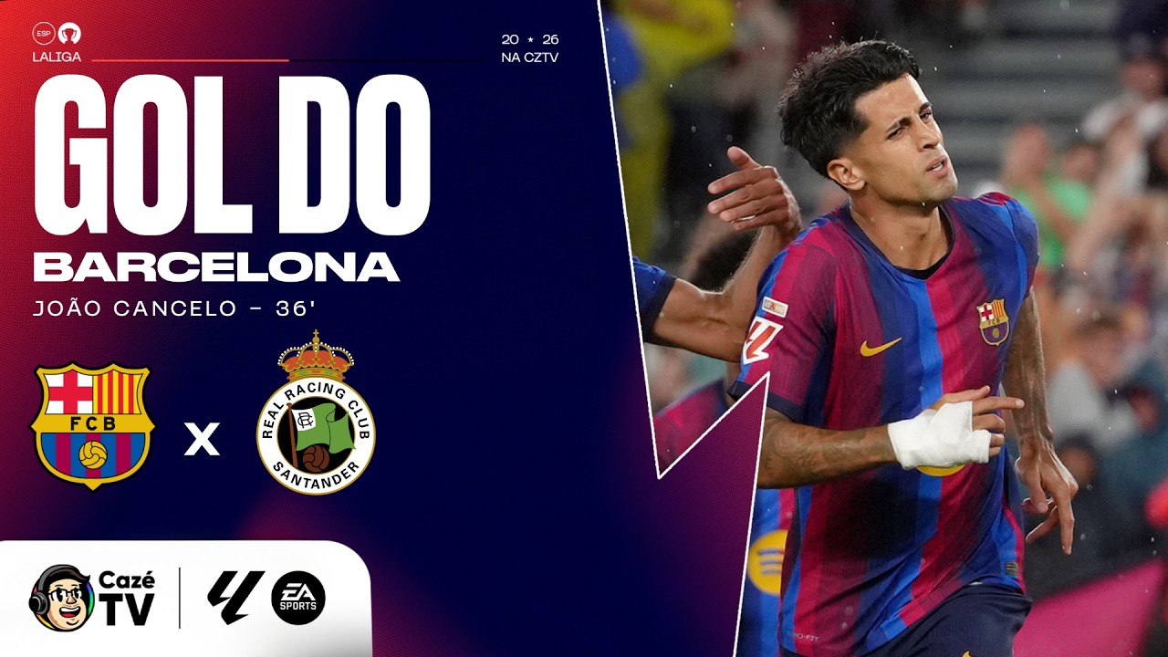 OUTRO GOLAÇO? JOÃO CANCELA FAZ MAIS UM E AMPLIA PARA O BARCELONA CONTRA O RACING EM LALIGA!