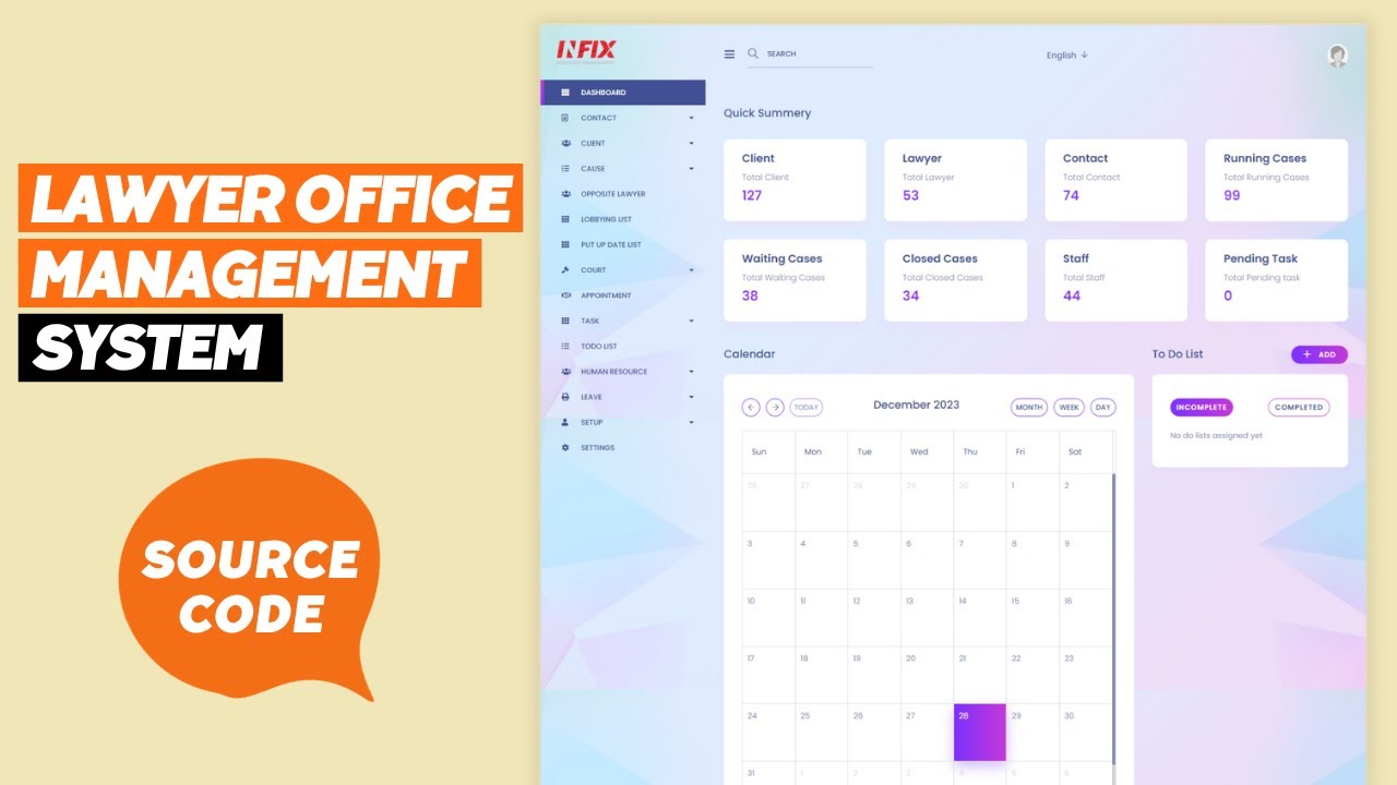 InfixAdvocate - Lawyer Office Management System ( Php Laravel ) - Source Code