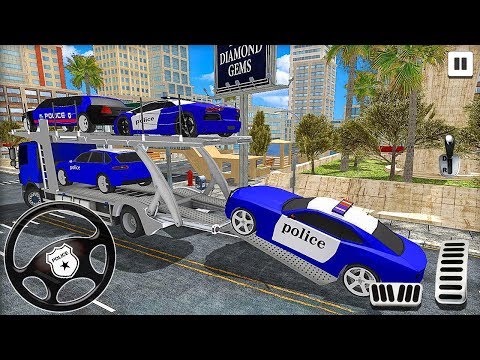 Transporting Police Vehicles in Trailer Truck - Police Car Transporter Simulator - Android Gameplay