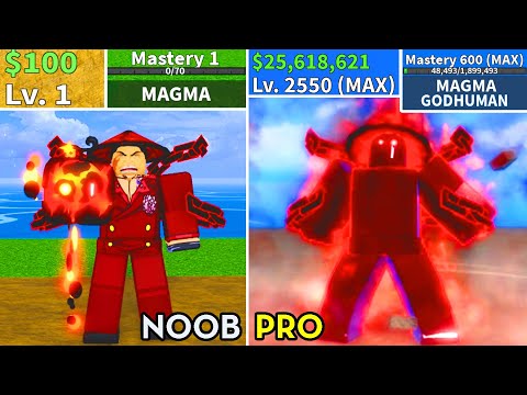 Beating Blox Fruits as Akainu in Update 20! Magma Noob to Pro Lvl 1 to 2550 Full Human v4 Awakening!