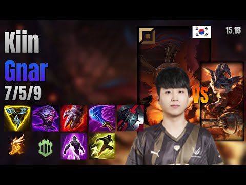 Kiin Top Gnar vs Rumble lol KR solo rank Full Game 15.18 | 기인 나르 vs 럼블