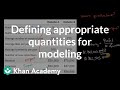 Defining Appropriate Quantities For Modeling Working With Units Algebra I Khan Academy