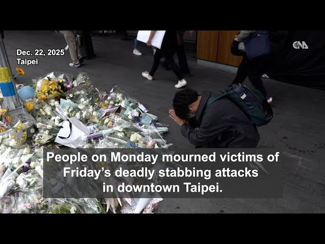 Mourners gather at attack sites after deadly Taipei stabbing spree