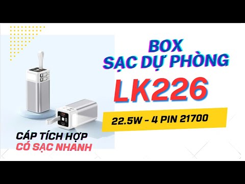 DIY - Box Sạc Dự Phòng LK226  - Cáp Tích Hợp Sạc Nhanh - 20.000 maH - 22.5W | Powerbank 2024