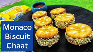 Monaco biscuit chaat - Stuffed Monaco Biscuit Sev Puri - monaco biscuit snack recipes