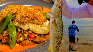 Catch and Cook: Crab Stuffed WEAKFISH | Jersey Shore Fluke Fishing BYCATCH!