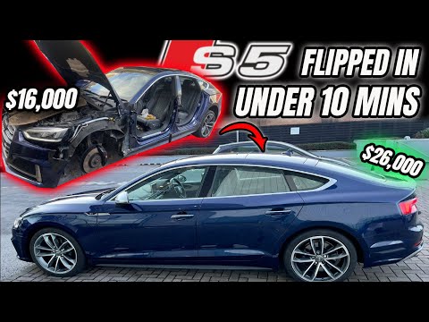 FLIPPINGA $16,000 WRECKED AUDI S5 SPORTSBACK CAR IN 10 MINUTES-ISH