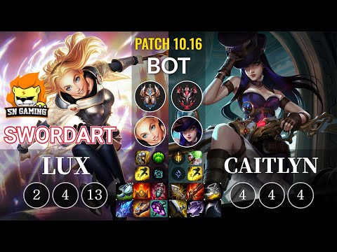 SN SwordArt Lux vs Caitlyn Bot - KR Patch 10.16