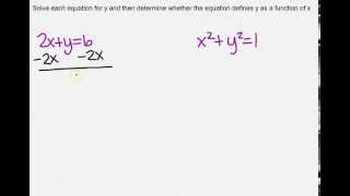 Determine if an equation defines y as a function of x