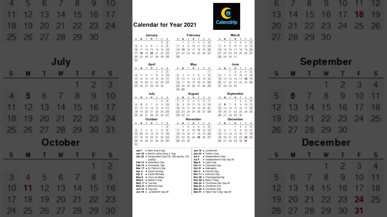 Calendar 2021 #monthsoftheyear #2021