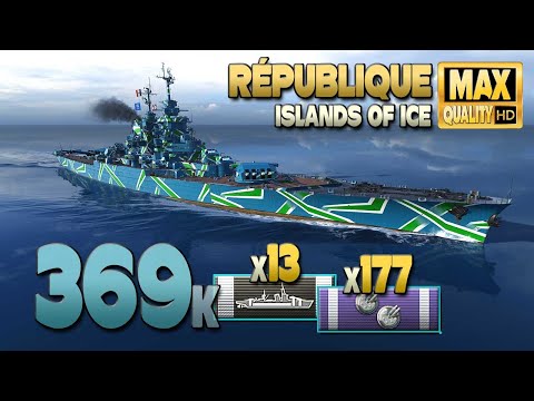 Battleship République: Huge damage in Ranked battle - World of Warships
