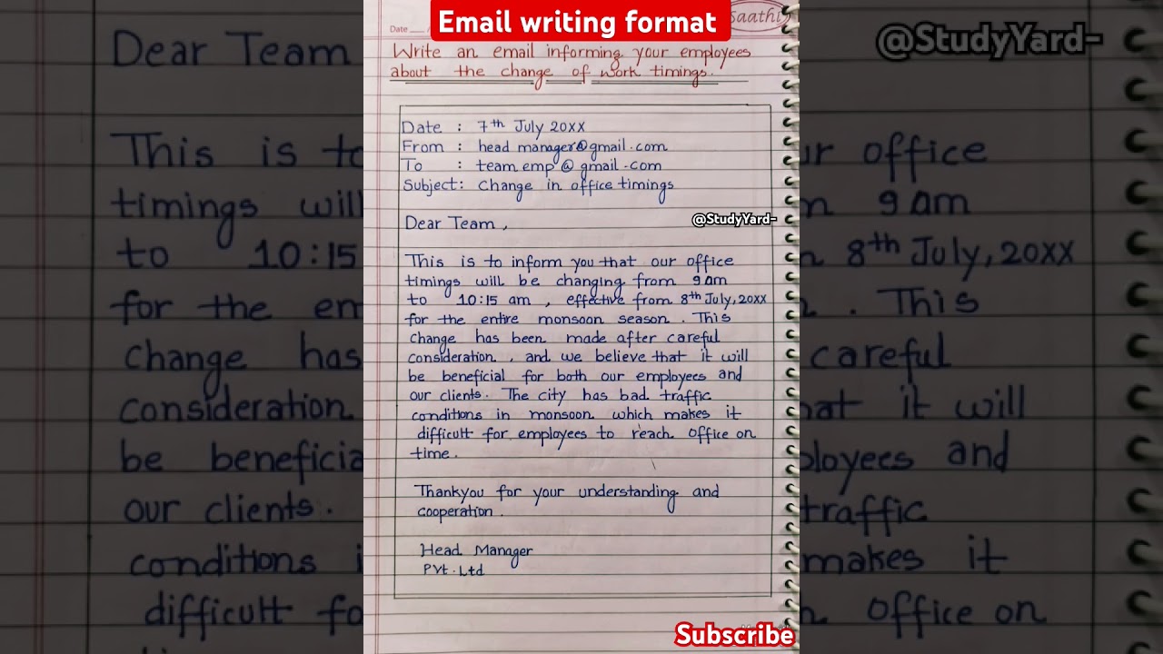 Email writing l email writing format l email writing format in english l email writing to employee