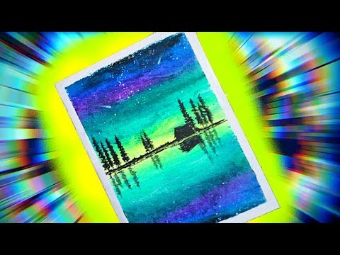 HOW TO DRAW NORTHERN LIGHTS (AURORA BOREALIS) PASTELS NORWAY WITH OIL PASTELS || NORTHERN LIGHTS