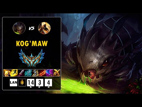 Kog'Maw vs Akshan: 💥🔥🏅 El Mejor Kog'Maw del Mundo con un 72% de Victorias en Mid | Parche 14.5
