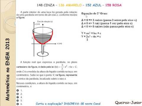 Matemática ENEM 2013 - 136 Amarelo - 148 Cinza - 152 Azul - 158 Rosa