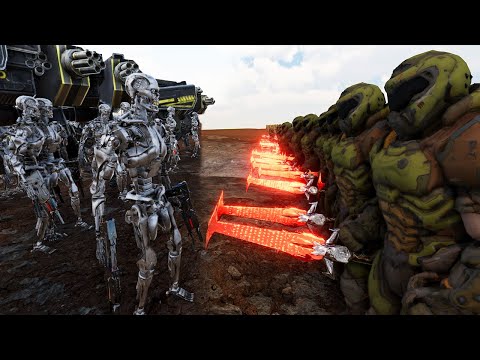 T-45 & T-800 Terminator vs 1,800,000 Doom Slayer | Ultimate Epic Battle Simulator 2 | UEBS 2