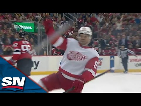 DeBrincat Buries Power-Play Marker for First Red Wings Goal to Even Score vs. Devils