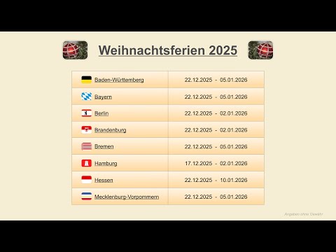 Weihnachtsferien 2025