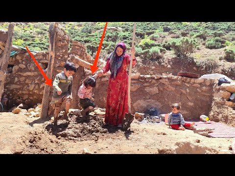 Daily nomadic life of a lonely woman, trying to rebuild the destroyed house