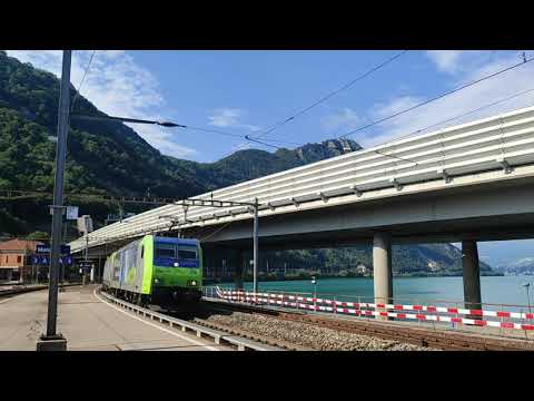 Re 485.014+ Re 475.410 BLS cargo in transito a Melide ( Svizzera)