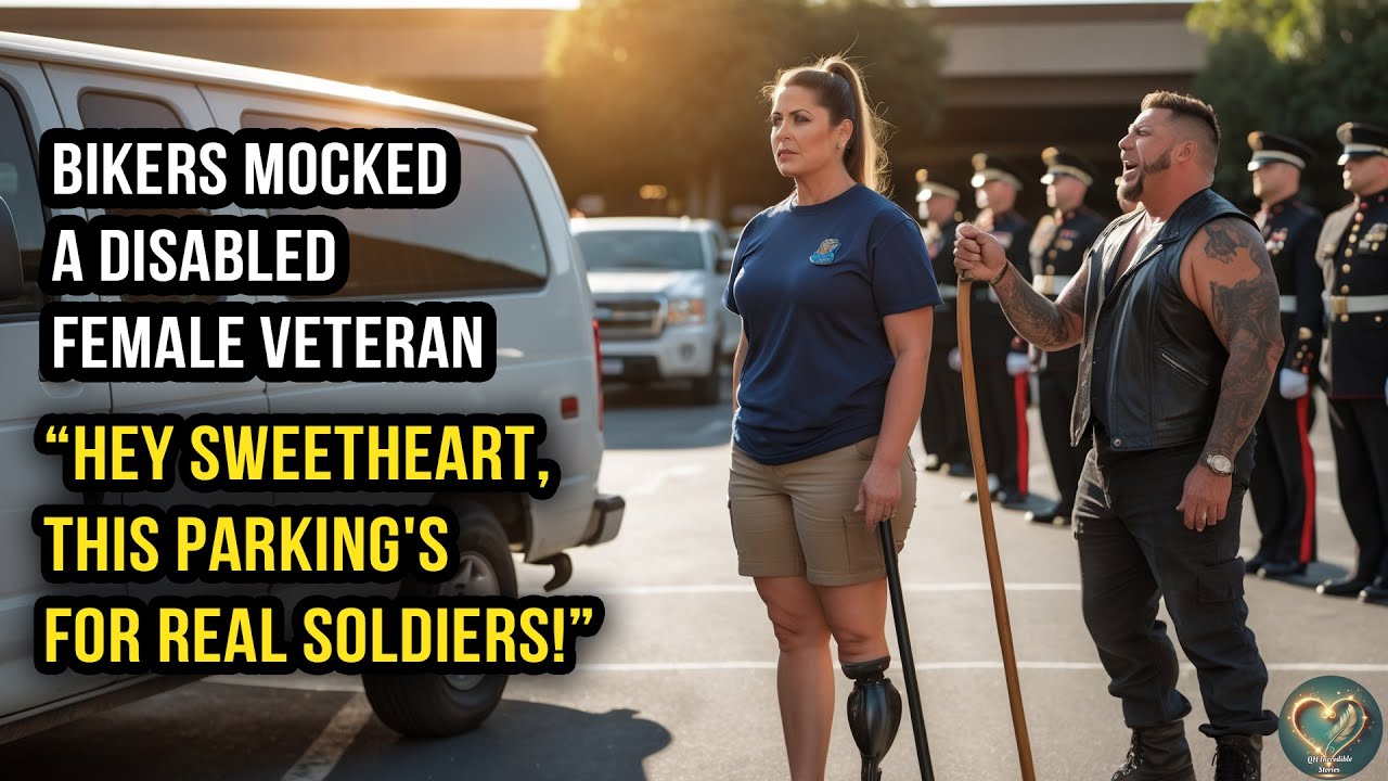Bikers Mocked A Disabled Female Veteran — 30 Minutes Later, 8 Marines Blocked the Parking Lot