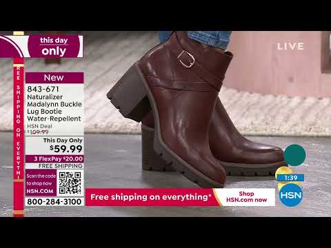 Naturalizer Madalynn Buckle Lug Bootie WaterRepellent