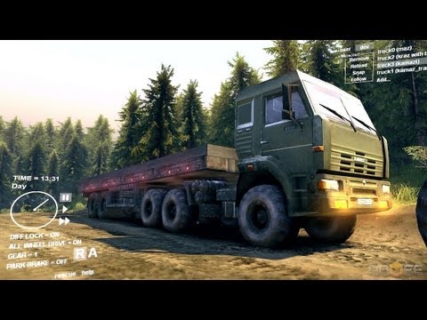 Spin Tires Dev Demo July 2013 - Kamaz With Kraz Tires + Trailer Test Drive